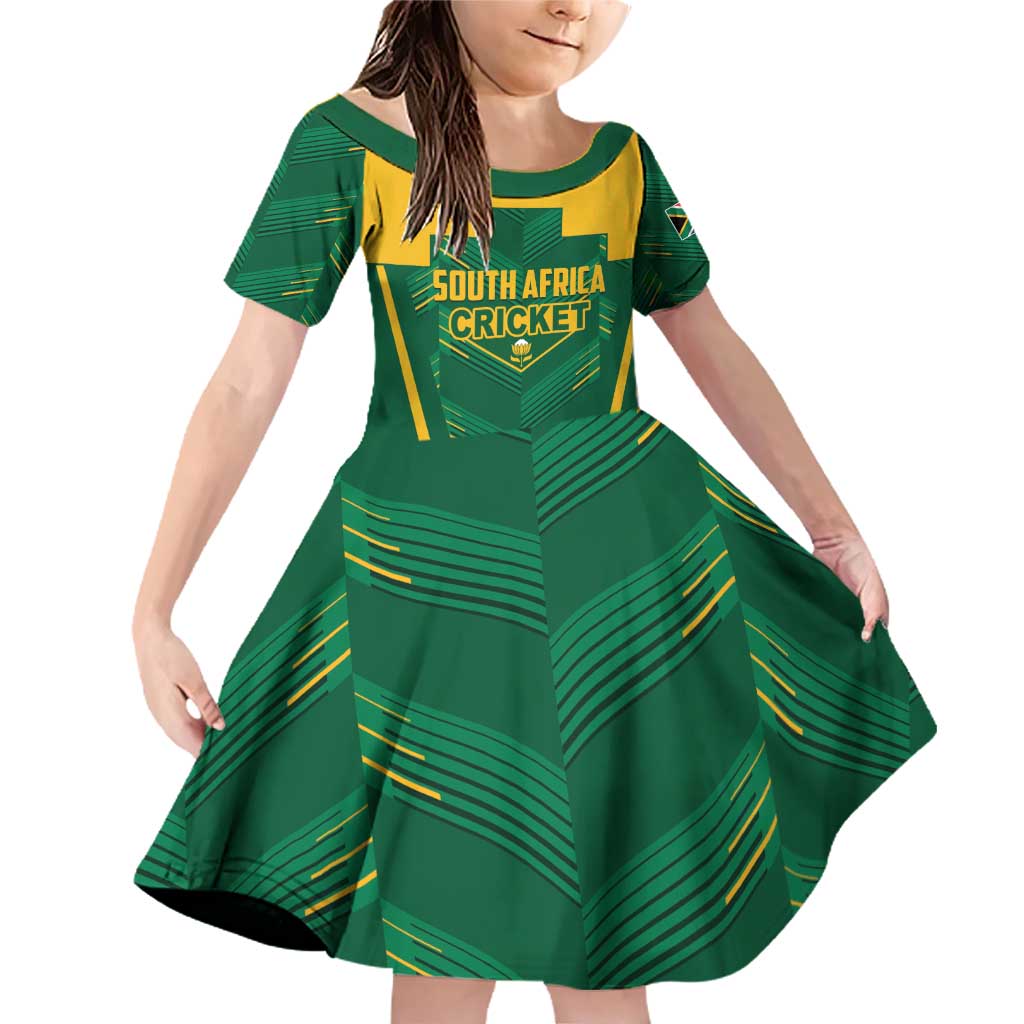 Custom South Africa Cricket Family Matching Off Shoulder Short Dress and Hawaiian Shirt SA Protea Woza Nawe