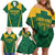Custom South Africa Cricket Family Matching Off Shoulder Short Dress and Hawaiian Shirt SA Protea Woza Nawe
