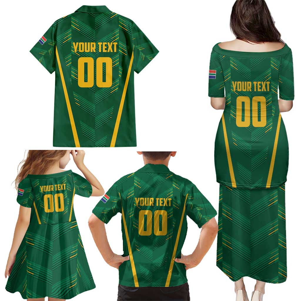 Custom South Africa Cricket Family Matching Puletasi and Hawaiian Shirt SA Protea Woza Nawe