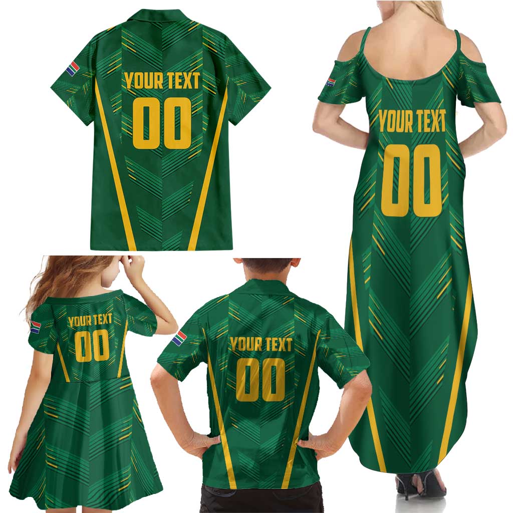 Custom South Africa Cricket Family Matching Summer Maxi Dress and Hawaiian Shirt SA Protea Woza Nawe