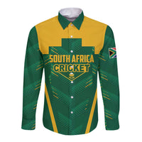 Custom South Africa Cricket Long Sleeve Button Shirt SA Protea Woza Nawe