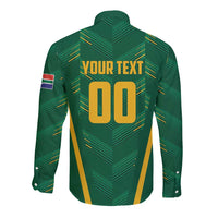 Custom South Africa Cricket Long Sleeve Button Shirt SA Protea Woza Nawe