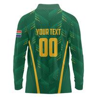 Custom South Africa Cricket Long Sleeve Polo Shirt SA Protea Woza Nawe