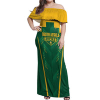 Custom South Africa Cricket Off Shoulder Maxi Dress SA Protea Woza Nawe