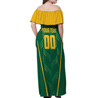 Custom South Africa Cricket Off Shoulder Maxi Dress SA Protea Woza Nawe