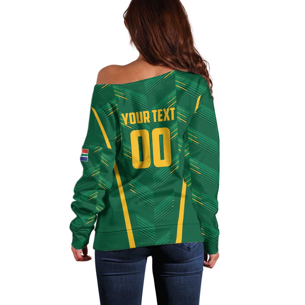 Custom South Africa Cricket Off Shoulder Sweater SA Protea Woza Nawe