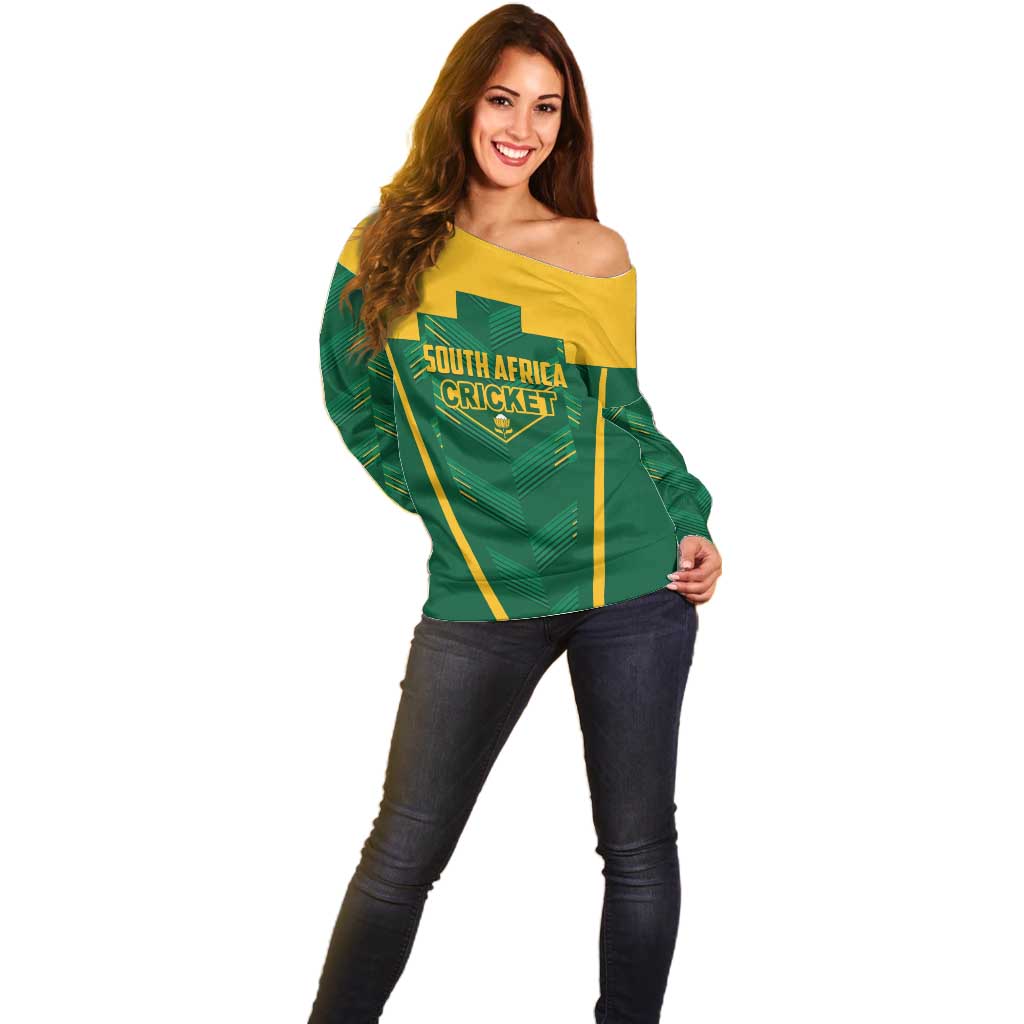 Custom South Africa Cricket Off Shoulder Sweater SA Protea Woza Nawe