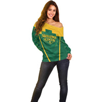 Custom South Africa Cricket Off Shoulder Sweater SA Protea Woza Nawe