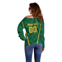 Custom South Africa Cricket Off Shoulder Sweater SA Protea Woza Nawe