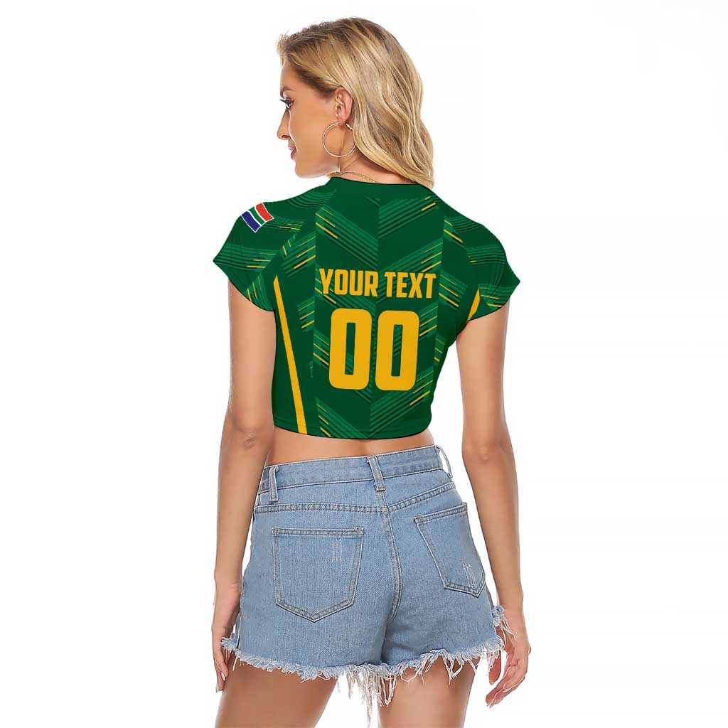 Custom South Africa Cricket Raglan Cropped T Shirt SA Protea Woza Nawe
