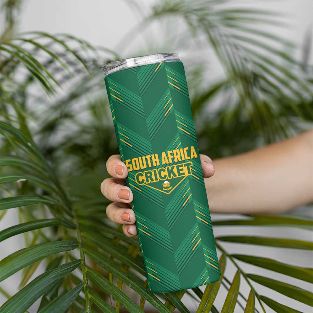 Custom South Africa Cricket Skinny Tumbler SA Protea Woza Nawe