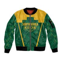 Custom South Africa Cricket Sleeve Zip Bomber Jacket SA Protea Woza Nawe