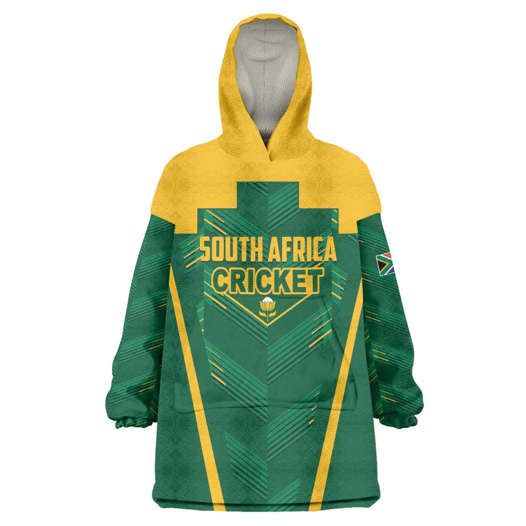 Custom South Africa Cricket Wearable Blanket Hoodie SA Protea Woza Nawe