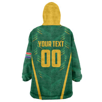 Custom South Africa Cricket Wearable Blanket Hoodie SA Protea Woza Nawe