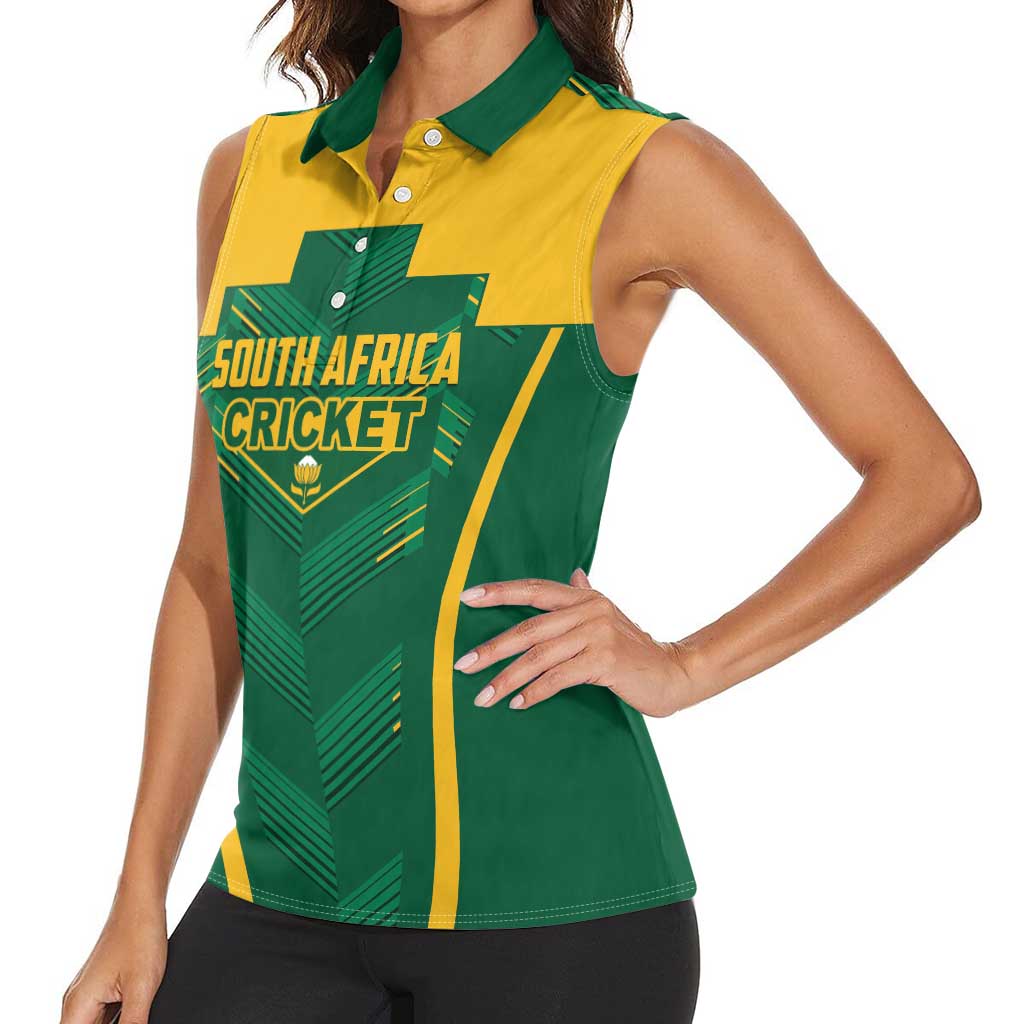 Custom South Africa Cricket Women Sleeveless Polo Shirt SA Protea Woza Nawe