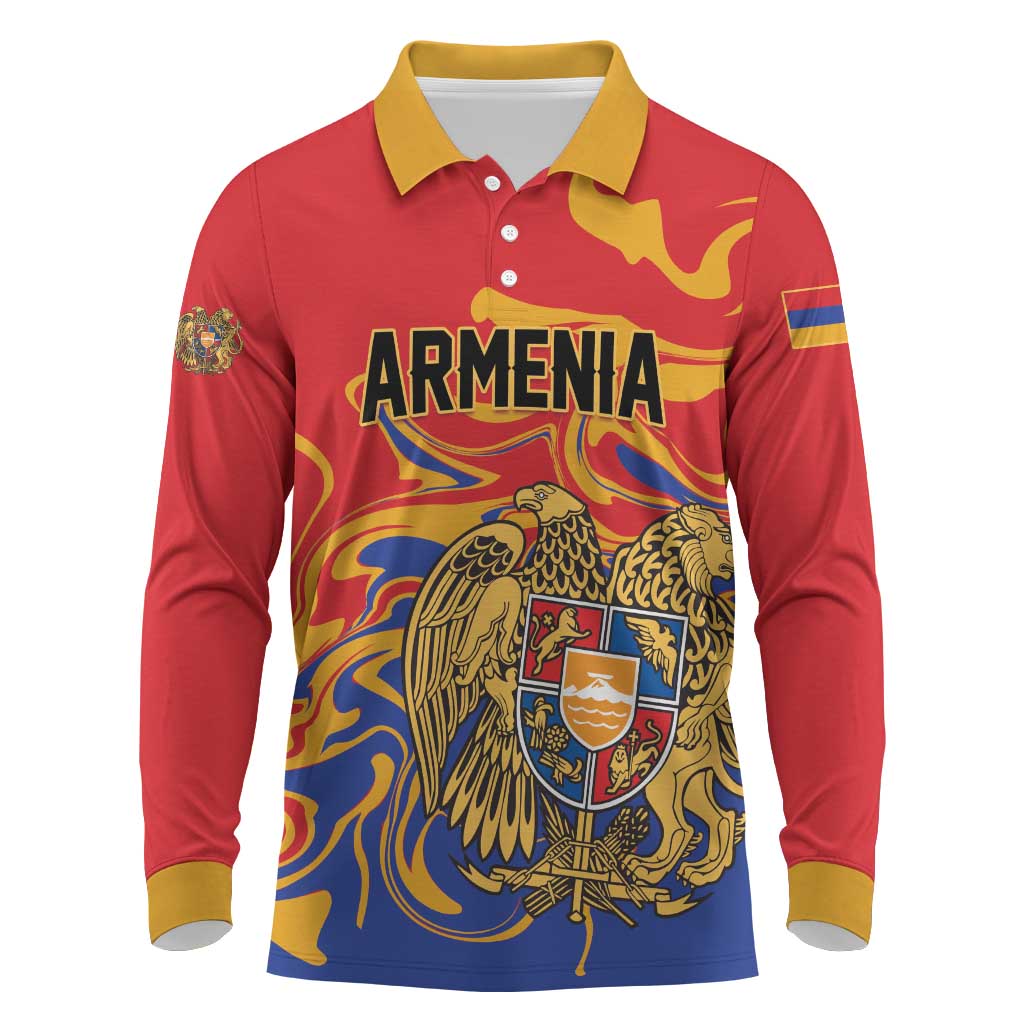 Personalized Republic of Armenia Long Sleeve Polo Shirt Hayastani Hanrapetut'yun