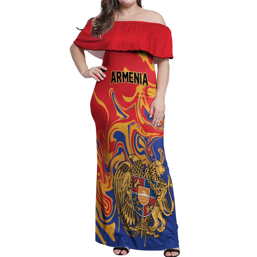 Personalized Republic of Armenia Off Shoulder Maxi Dress Hayastani Hanrapetut'yun