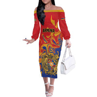 Personalized Republic of Armenia Off The Shoulder Long Sleeve Dress Hayastani Hanrapetut'yun