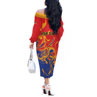 Personalized Republic of Armenia Off The Shoulder Long Sleeve Dress Hayastani Hanrapetut'yun