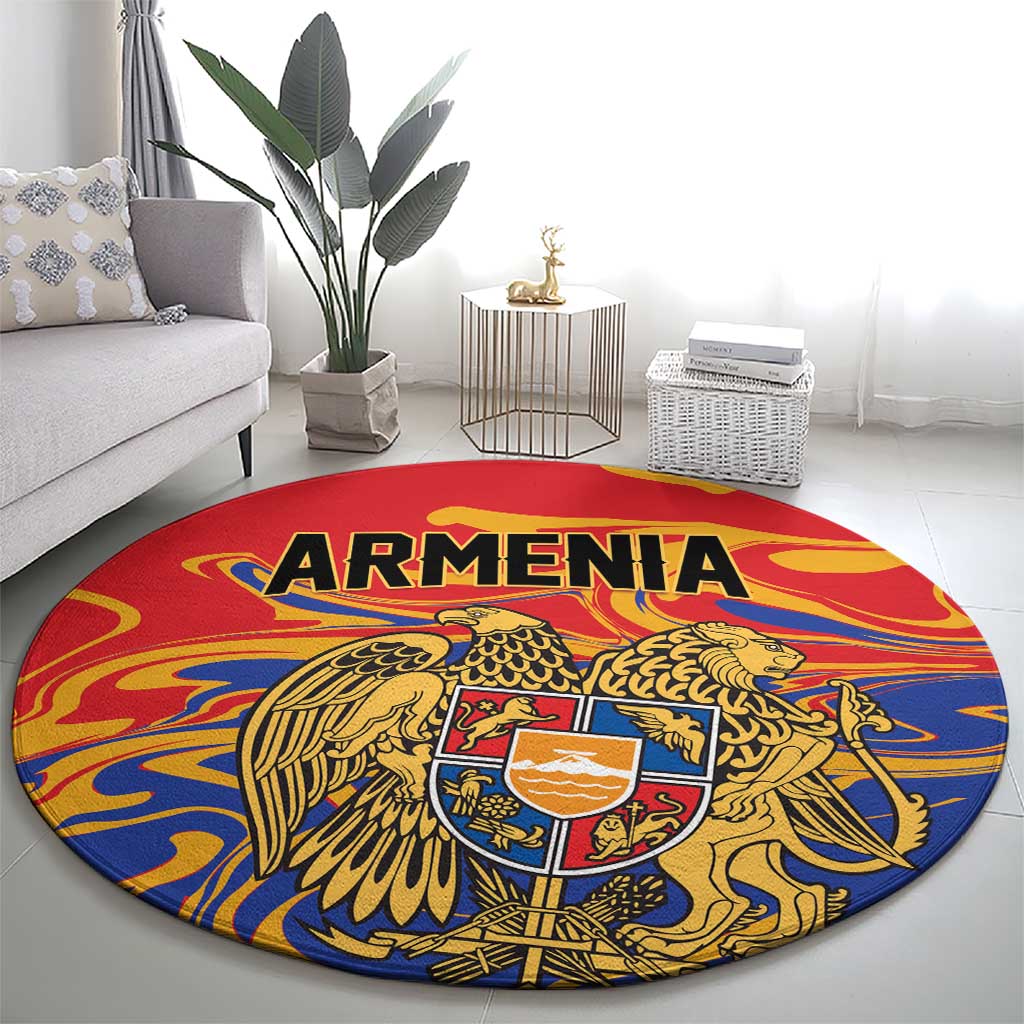 Republic of Armenia Round Carpet Hayastani Hanrapetut'yun