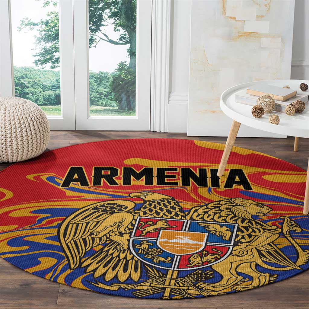 Republic of Armenia Round Carpet Hayastani Hanrapetut'yun