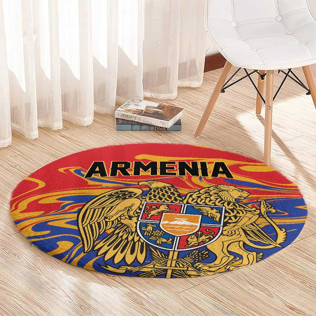 Republic of Armenia Round Carpet Hayastani Hanrapetut'yun