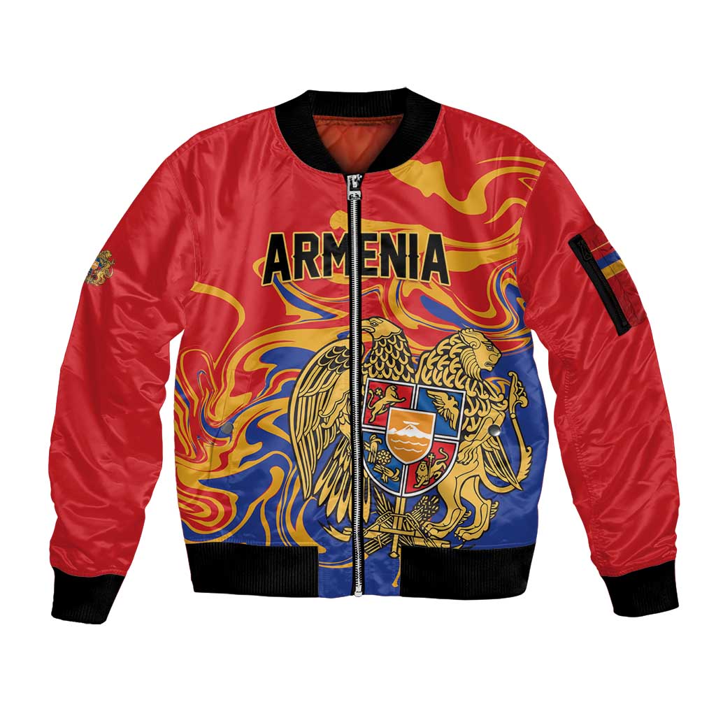 Personalized Republic of Armenia Sleeve Zip Bomber Jacket Hayastani Hanrapetut'yun