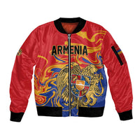 Personalized Republic of Armenia Sleeve Zip Bomber Jacket Hayastani Hanrapetut'yun