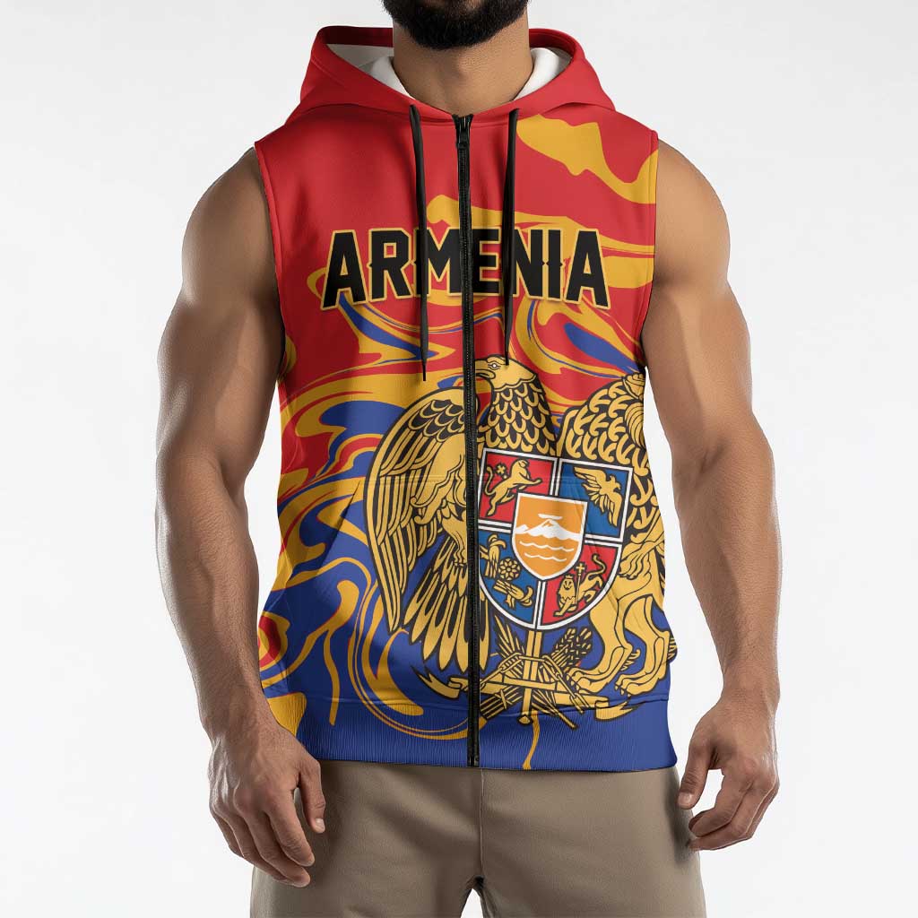 Personalized Republic of Armenia Sleeveless Zip Hoodie Hayastani Hanrapetut'yun