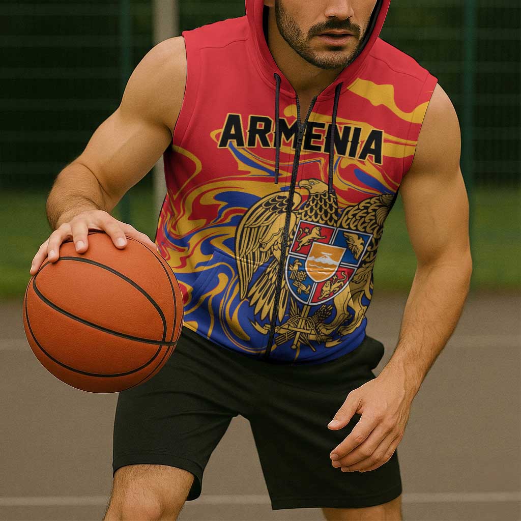 Personalized Republic of Armenia Sleeveless Zip Hoodie Hayastani Hanrapetut'yun