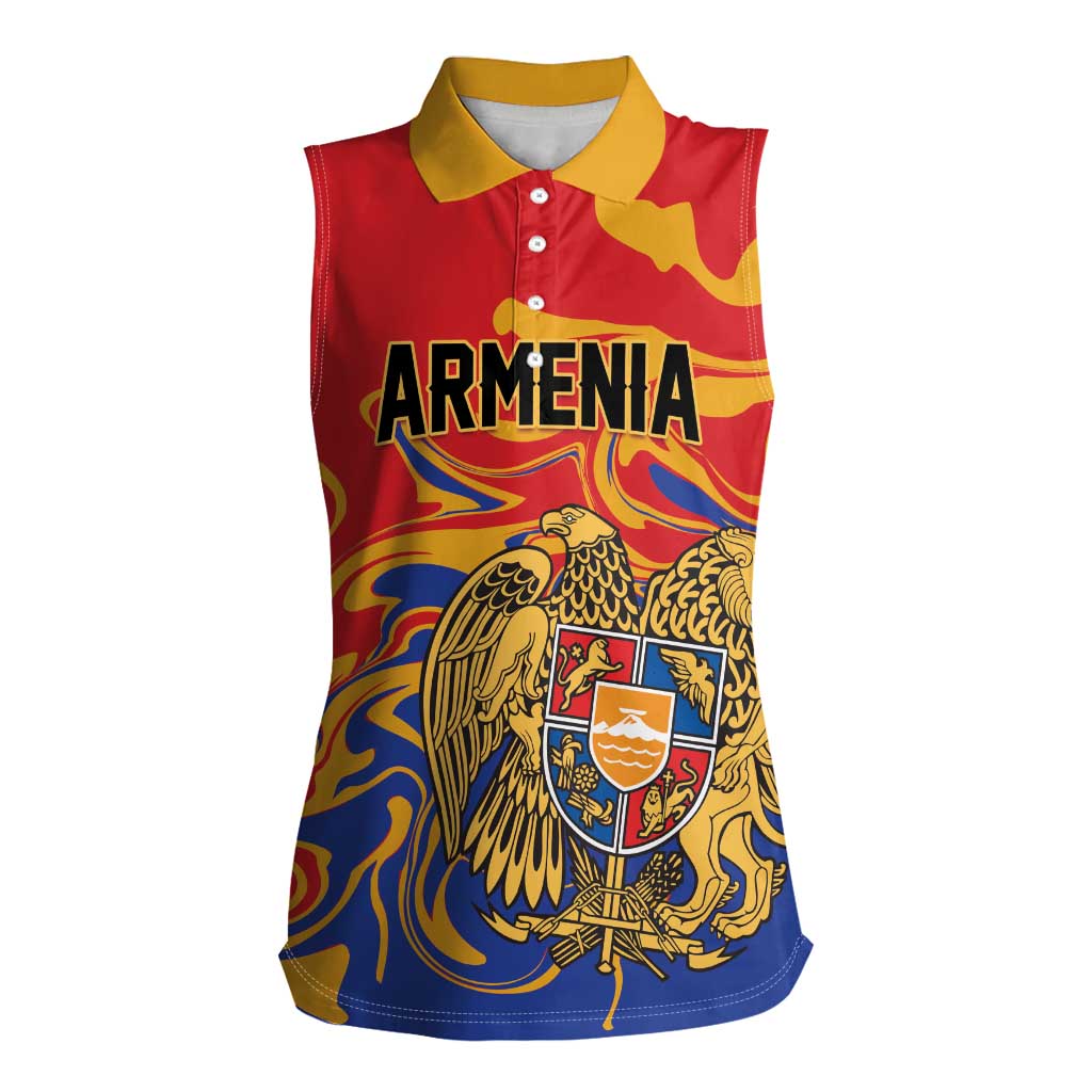 Personalized Republic of Armenia Women Sleeveless Polo Shirt Hayastani Hanrapetut'yun