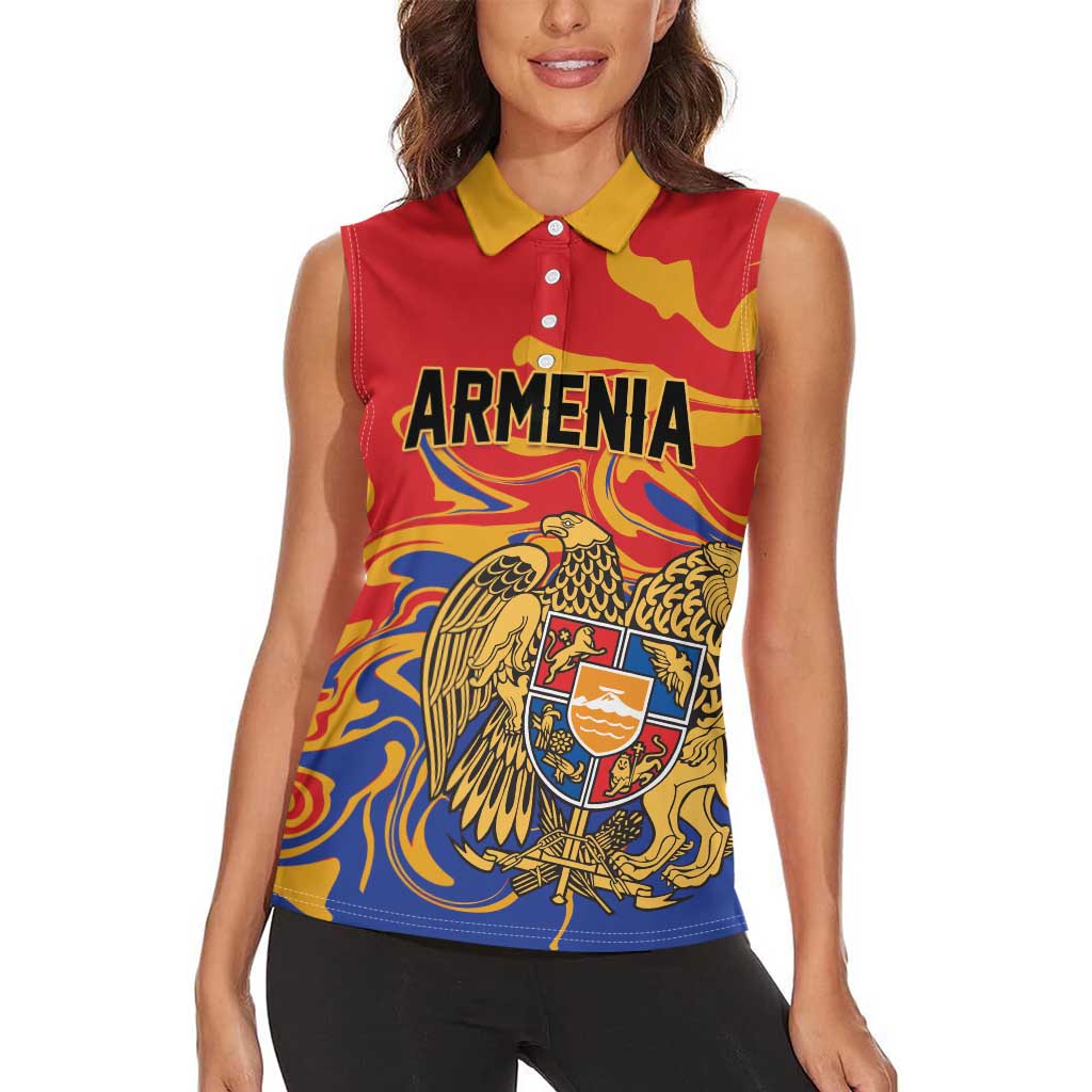 Personalized Republic of Armenia Women Sleeveless Polo Shirt Hayastani Hanrapetut'yun