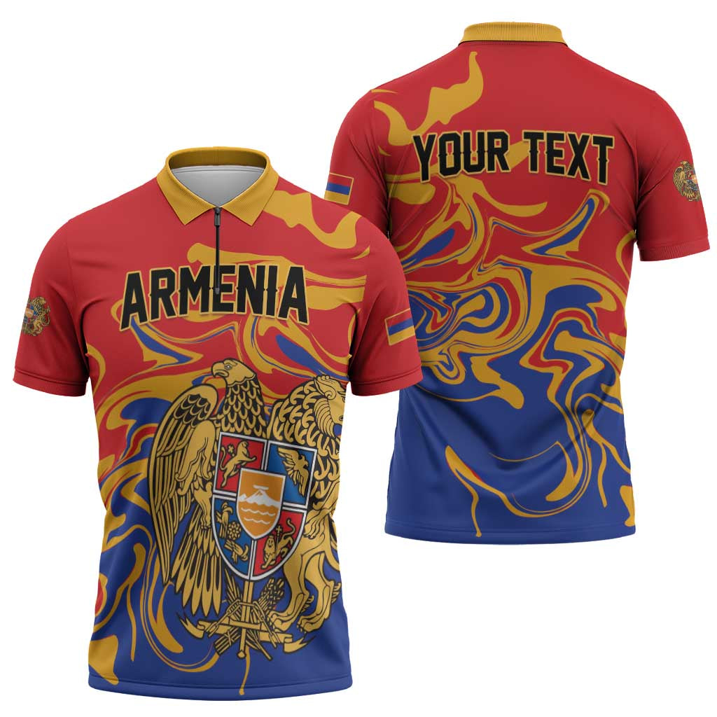 Personalized Republic of Armenia Zipper Polo Shirt Hayastani Hanrapetut'yun