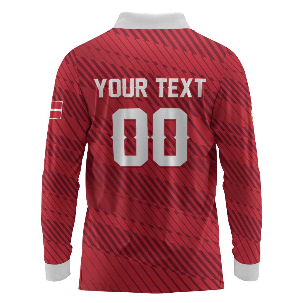 Custom Football 2026 Denmark Long Sleeve Polo Shirt Danish Dynamite Go