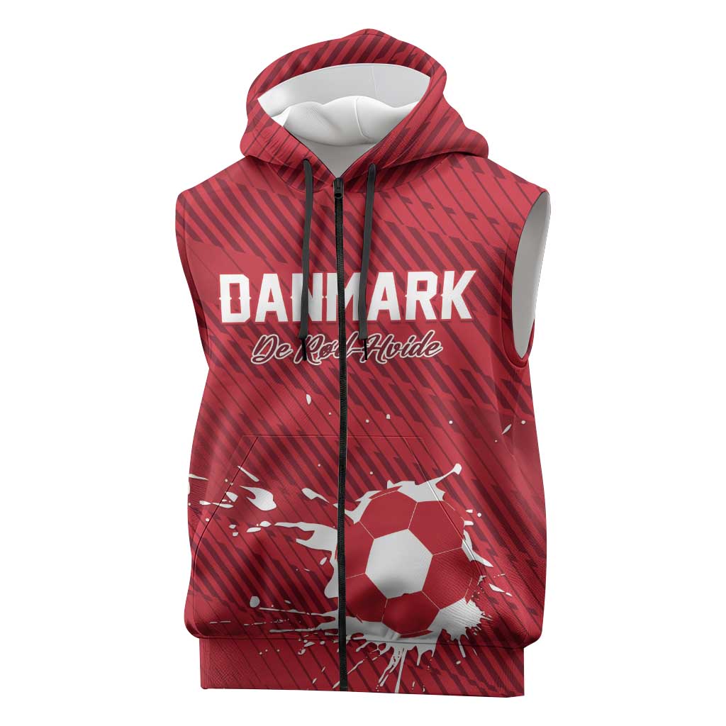 Custom Football 2026 Denmark Sleeveless Zip Hoodie Danish Dynamite Go
