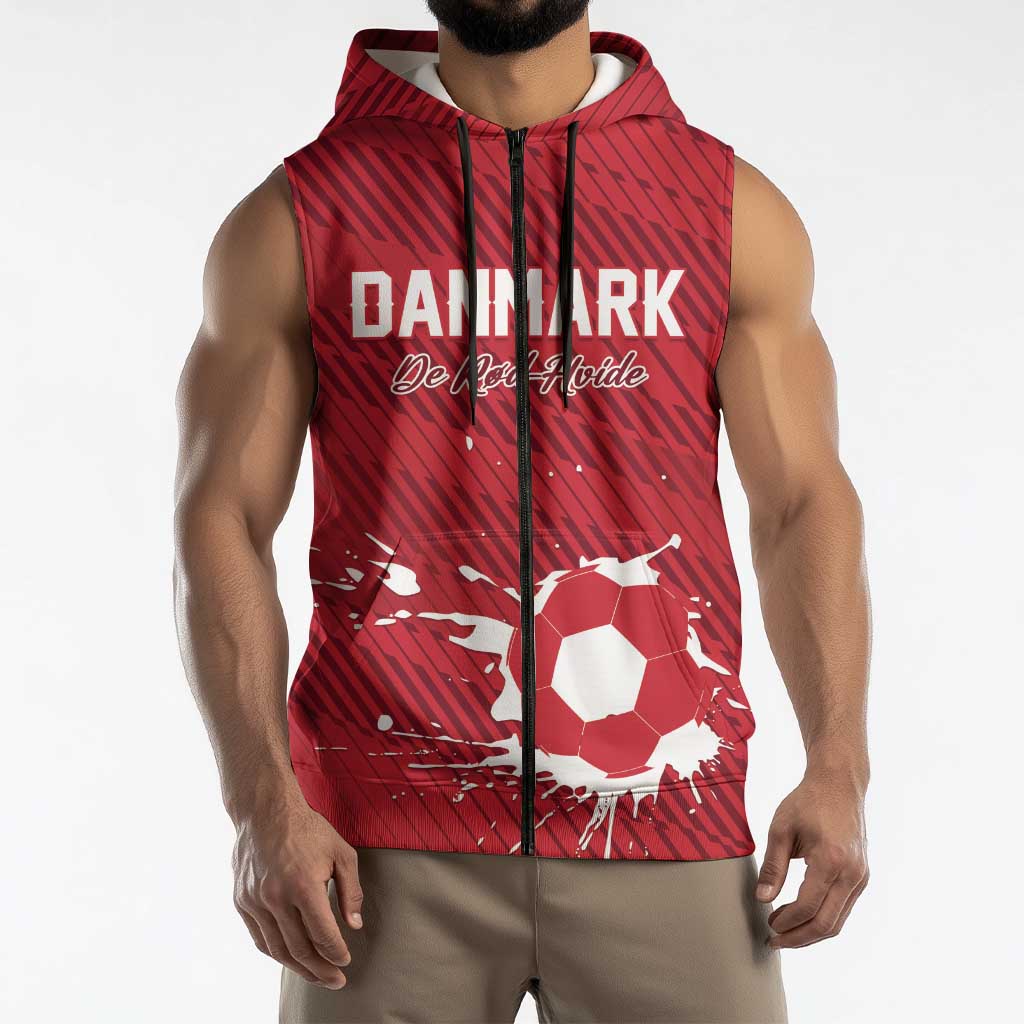 Custom Football 2026 Denmark Sleeveless Zip Hoodie Danish Dynamite Go