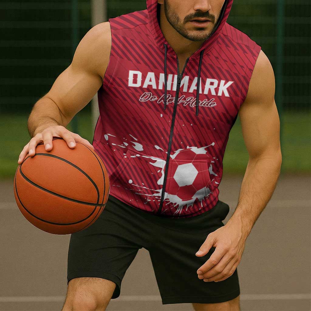 Custom Football 2026 Denmark Sleeveless Zip Hoodie Danish Dynamite Go