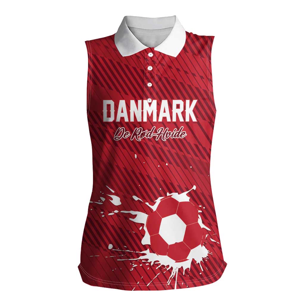 Custom Football 2026 Denmark Women Sleeveless Polo Shirt Danish Dynamite Go