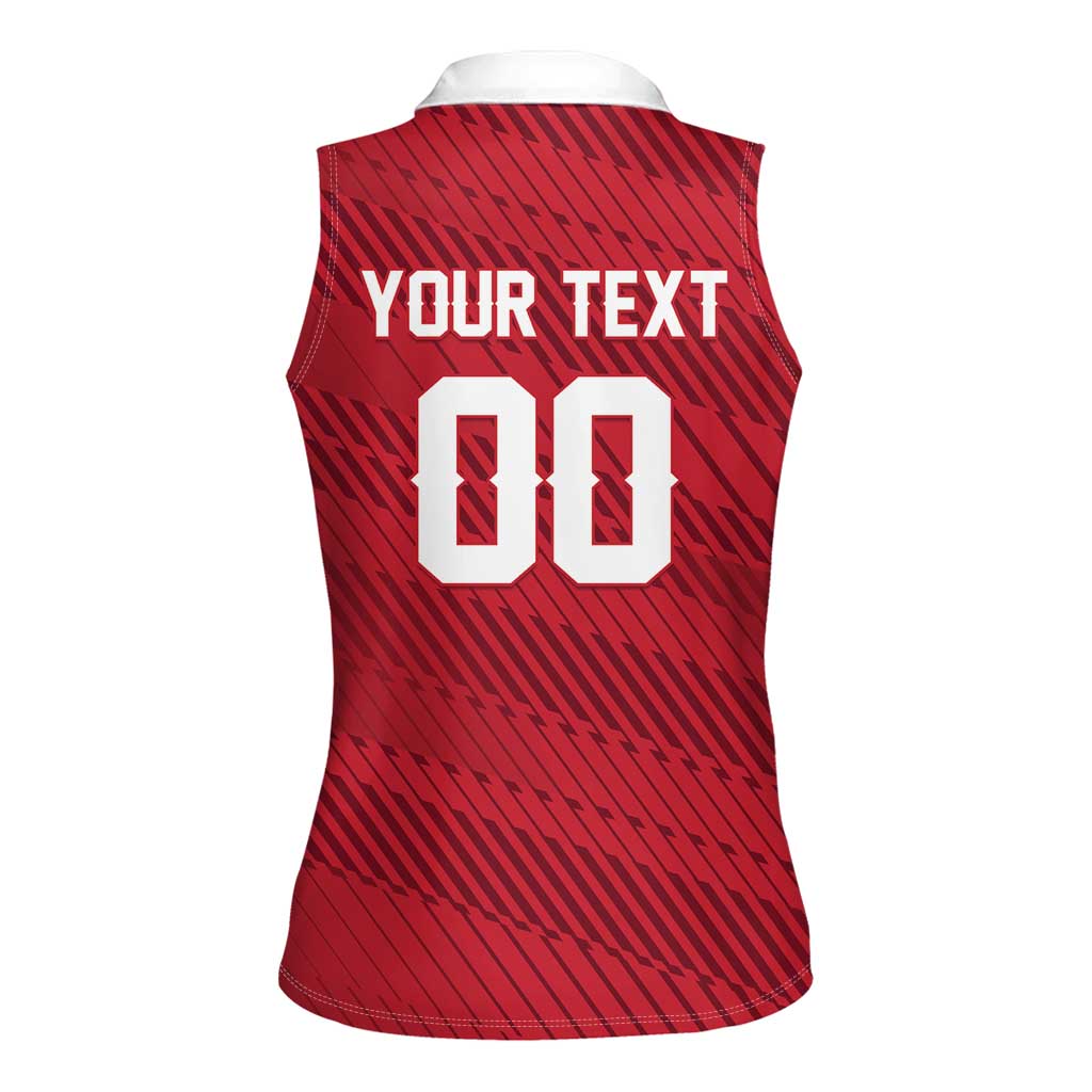 Custom Football 2026 Denmark Women Sleeveless Polo Shirt Danish Dynamite Go