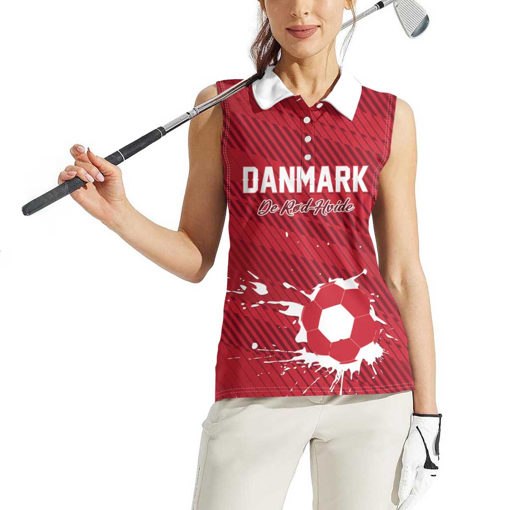 Custom Football 2026 Denmark Women Sleeveless Polo Shirt Danish Dynamite Go