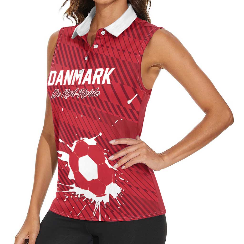 Custom Football 2026 Denmark Women Sleeveless Polo Shirt Danish Dynamite Go