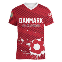 Custom Football 2026 Denmark Women V-Neck T-Shirt Danish Dynamite Go