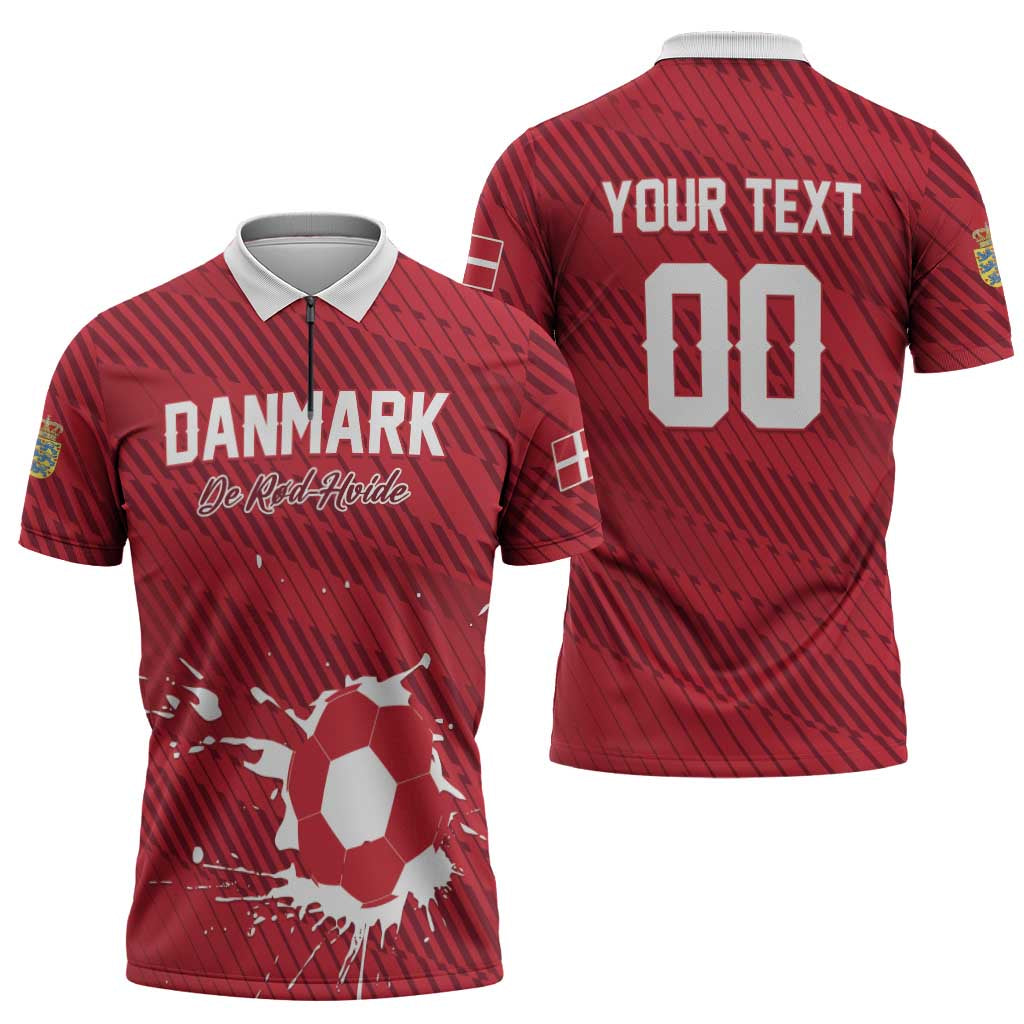 Custom Football 2026 Denmark Zipper Polo Shirt Danish Dynamite Go