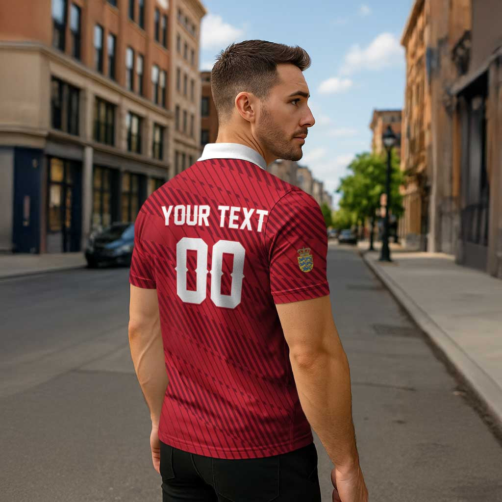 Custom Football 2026 Denmark Zipper Polo Shirt Danish Dynamite Go