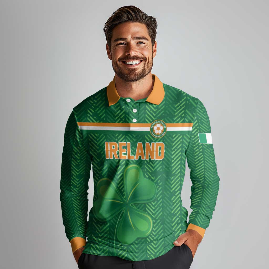 Custom Football 2026 Ireland Long Sleeve Polo Shirt The Boys in Green Come On