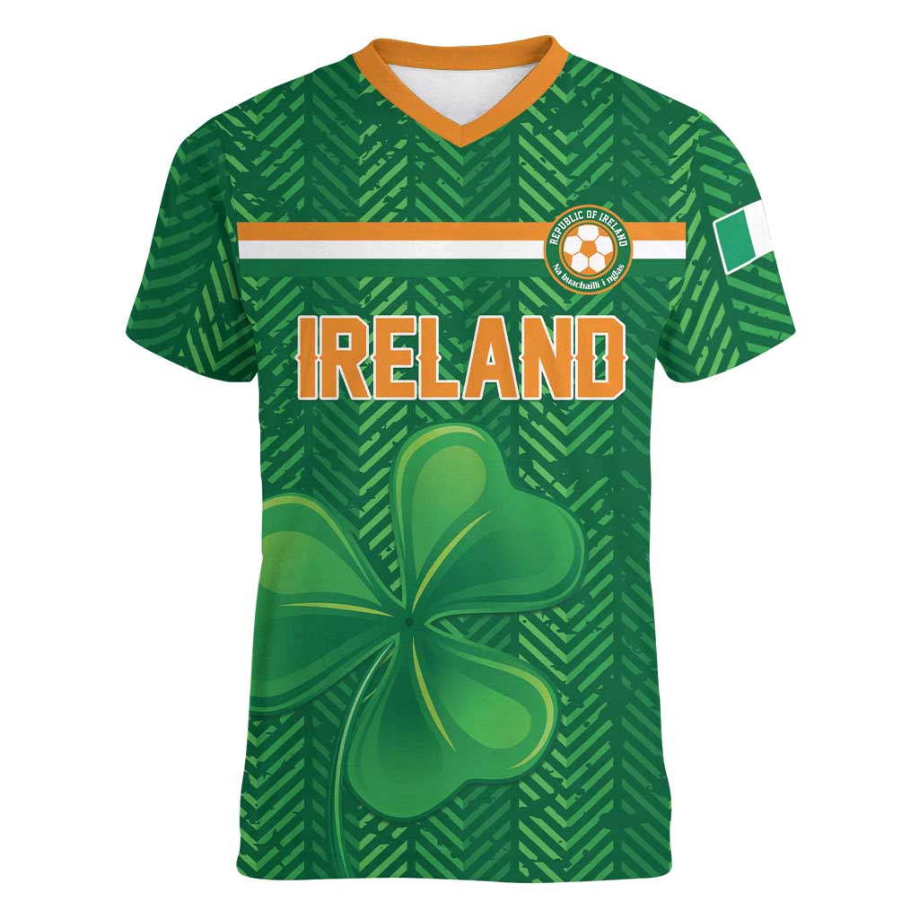 Custom Football 2026 Ireland Women V-Neck T-Shirt The Boys in Green Come On