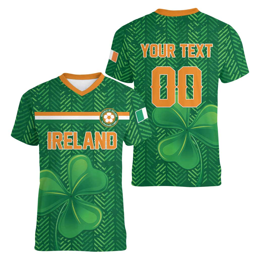 Custom Football 2026 Ireland Women V-Neck T-Shirt The Boys in Green Come On