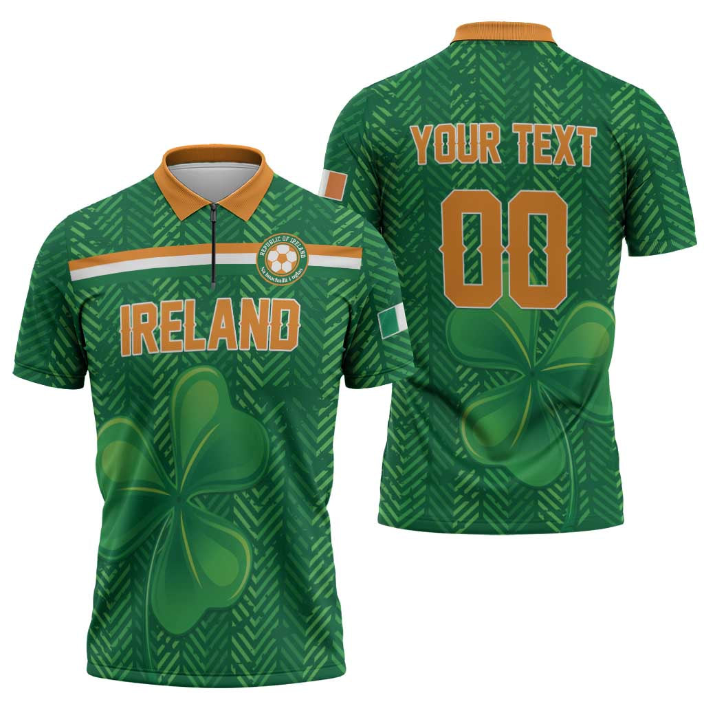 Custom Football 2026 Ireland Zipper Polo Shirt The Boys in Green Come On