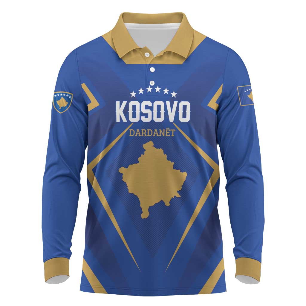 Custom Football 2026 Kosovo Long Sleeve Polo Shirt Dardanet Go Glory