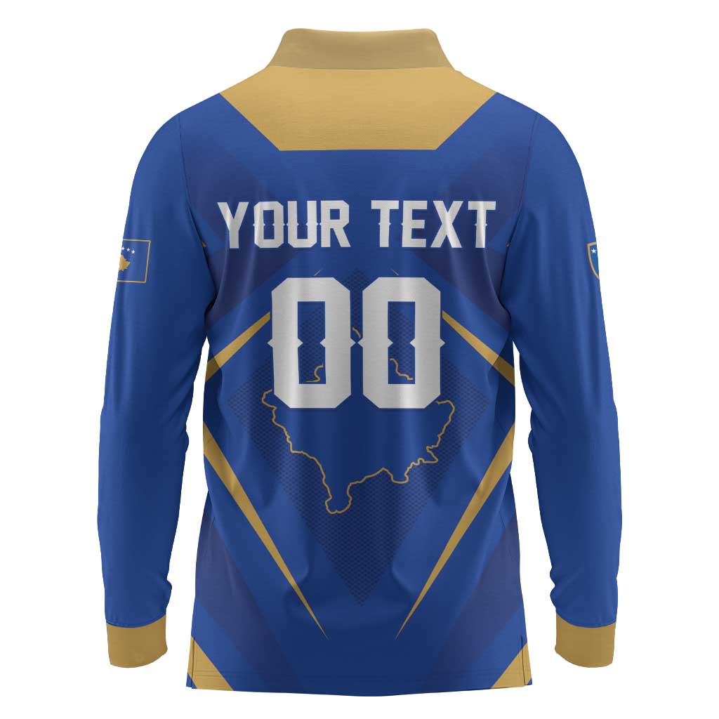 Custom Football 2026 Kosovo Long Sleeve Polo Shirt Dardanet Go Glory